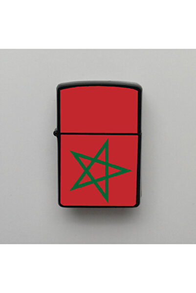 diğerr1 Fas Morocco Klasik Ülke Bayraklı - Benzinli Siyah Çakmak