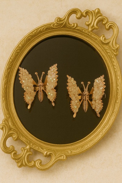 gigigiyim Crystal Stone Patterned Moving Winged Butterfly Hair Clip