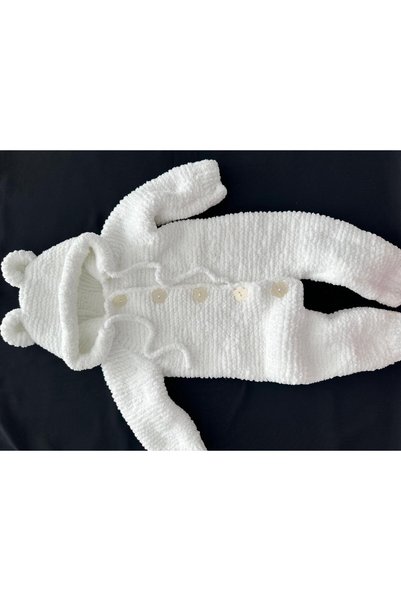 NUMİSTORE Hand Knitted White Color Children's Romper