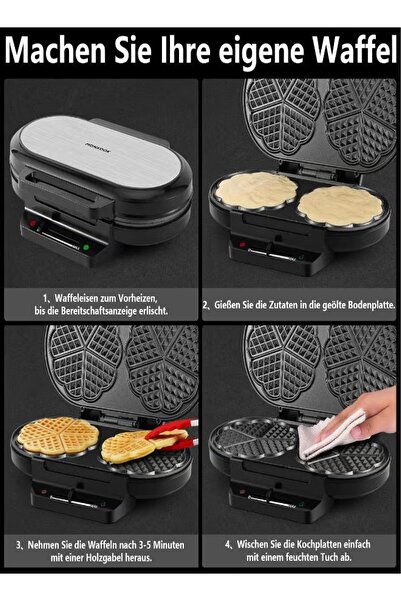Generic Heart Shaped Waffle Maker 1200W Electric Nonstick Iron Dual Plate Breakfast Machine Black