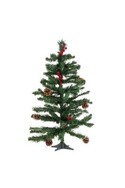Silver Star Tabletop Christmas Tree with 80 Branches, Berries and Plastic Base - 75 cm