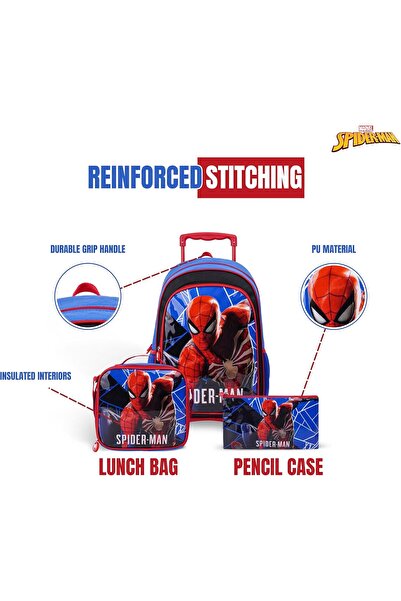 Marvel Spider-Man 3-in-1 Rolling Set – 18-inch Trolley, Backpack & Insulated Lunch Bag