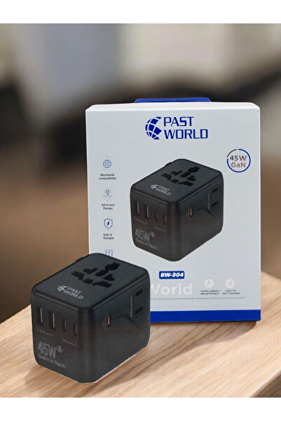 PAST WORLD محول سفري عالمي 45W GaN من – منفذ USB-C PD شحن سريع – متوافق مع جم...