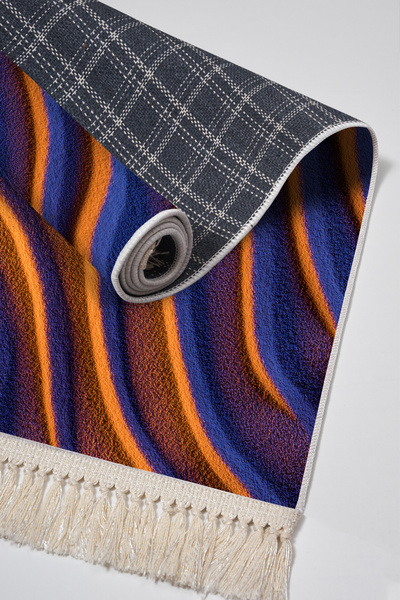 Alanur Home Non-Slip Base Djt Toilet Set Star Cotton Fringed Geometric E5022 Colorful