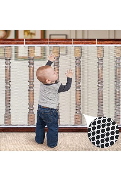 WAMBORY Child Safety Net for Balconies, Patios & Stairs — Temporary Railing 3×0.9m (White)