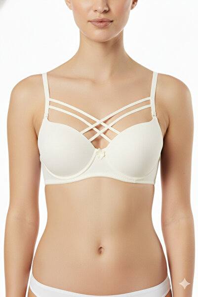 EBRULİ LİNGERİE حمالة صدر من السيليكون بدون دعم بخيط مزدوج متقاطع