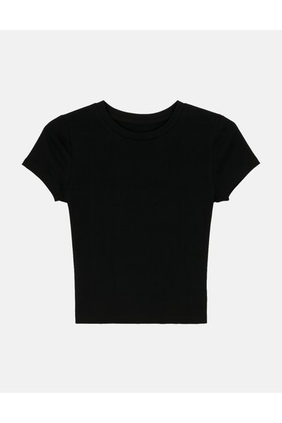RF Studio Rock Star Printed Black Baby Tee Crop Top T-Shirt