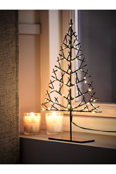 Genel Markalar Siyah LED ışıklı ve zaman ayarlı dekoratif yılbaşı ağacı