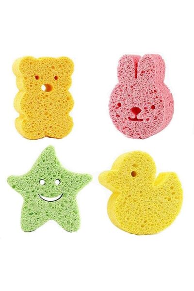 Arabest Premium Baby Bath Sponge, Soft Cotton for Sensitive Skin (Pack of 4)