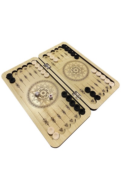 LİBE Ahşap Mini Seyahat Tavla Takımı İzmir Saat Kulesi