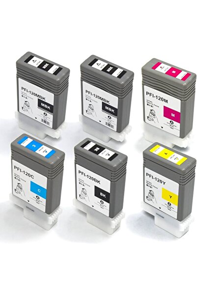 Propart Set de 6 Cartuse inkjet PFI 120, Negru Mat, Negru, Albastru, Rosu, Galben, 6000 Pagini Multicolor Co