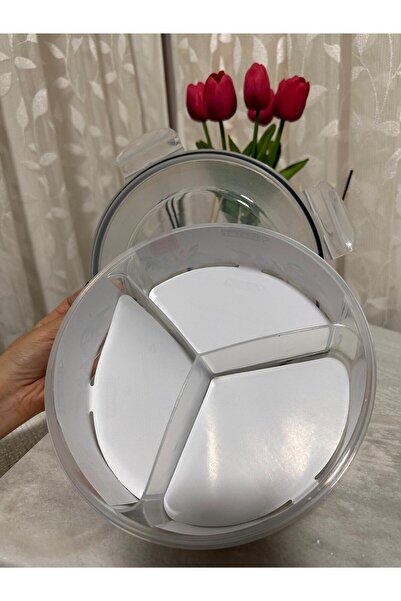 Plastard Multi-Purpose Fresh Box Storage Container with 3 Compartments and Round Vacuum Lid