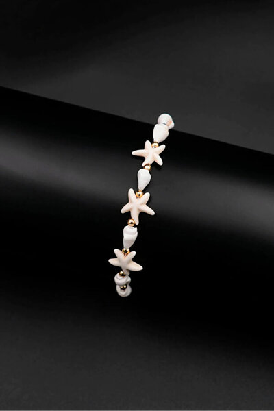 Si moda Deniz Yıldızı ve İnci Detaylı Ayarlanabilir Yazlık Bileklik