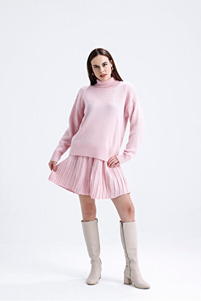 Get Crazy Mesh Mini Skirt Fisherman Sweater Bottom Top Knitwear Set