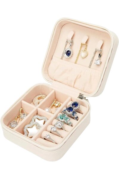 VENDIX Small Jewelry Box - Portable Ring, Necklace, Earring and Bracelet Organizer (10x10 cm)