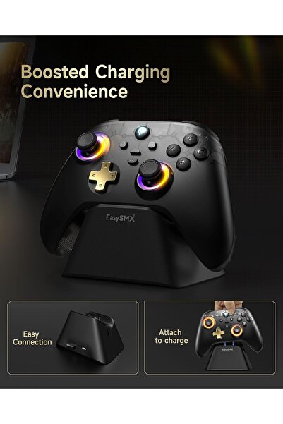 EasySMX D05 Wireless PC Controller with Charging Dock, RGB & 1000mAh Battery