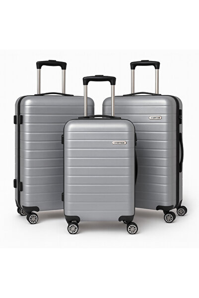 ASFAR مجموعة حقائب سفر XT-316، 3 قطع، مقاس 20/24/28 بوصة، مصنوعة من مادة ABS، ذات جوانب صلبة - فضي أبيض