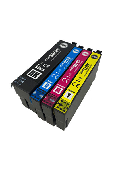 Propart Set de 4 Cartuse inkjet T407XL Negru, Albastru, Rosu, Galben, 123ml 8...