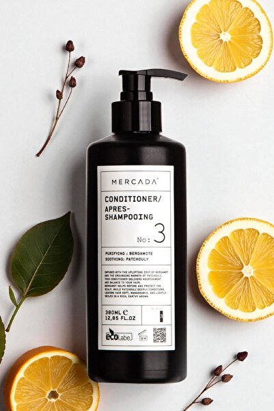 Mercada بلسم منقي ومهدئ أسود رقم 3 سعة 380 مل - بلسم للشعر بخلاصة البرغموت والباتشولي