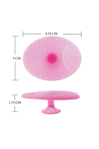 TrioStore Mini silicone disk-type facial brush for face and skin cleansing, facial massage, Pink