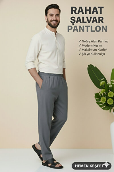 Fatih Online Hacı ve Umre İçin Günlükte Şık Kesim Rahat Kalıp Erkek Şalvar Pa...