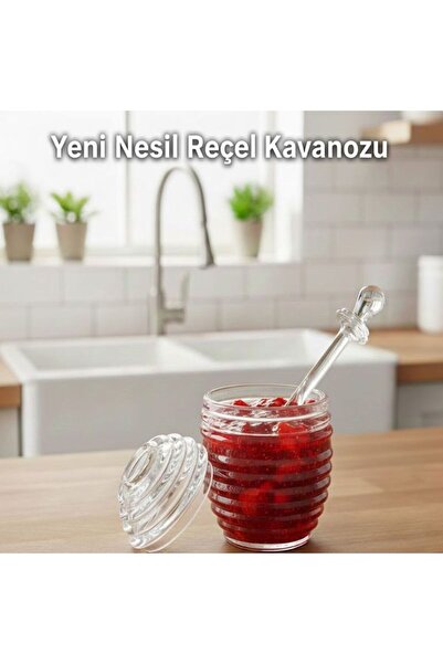 Saint Belisama Concept 3-Piece Crystal Jar with Hive-Shaped Spoon, Honey and Jam Jar, New Generation Honey, Jam Jar