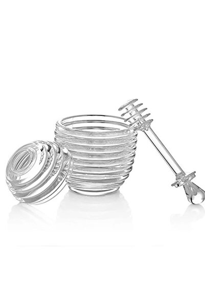 Saint Belisama Concept 3-Piece Crystal Jar with Hive-Shaped Spoon, Honey and Jam Jar, New Generation Honey, Jam Jar