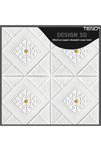 Teno Set of 20x 3D Brick Wallpaper Teno®, Crystal Diamond Pattern, coverage area 9.8 sqm, 70x70 cm, yellow
