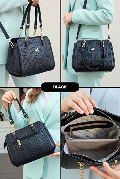 POLO CLUB Women's Polo 4 Compartment Chain Detailed Long Crossbody Strap & Handbag 4040 (23X19 cm)