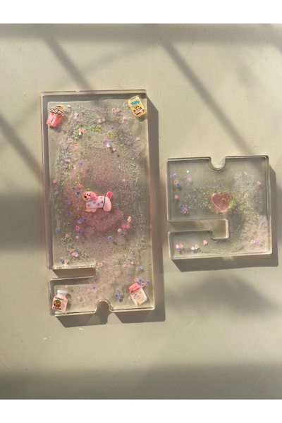 Phellos Sevimli Pembe Köpekli Simli Şeffaf Telefon Standı – Masaüstü Dekor & ...