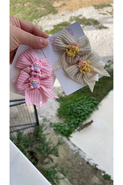 Fiyonklu Çizgi Karakterli Klipsli Kız Bebek Çocuk Toka