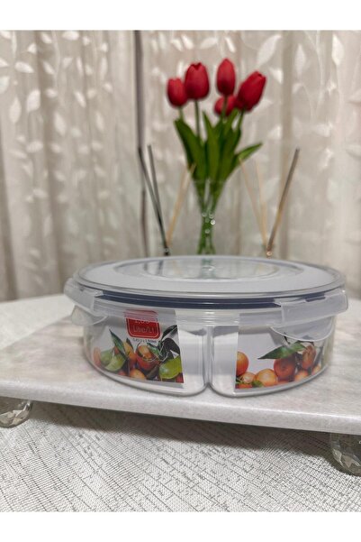 Plastard Multi-Purpose Fresh Box Storage Container with 3 Compartments and Round Vacuum Lid