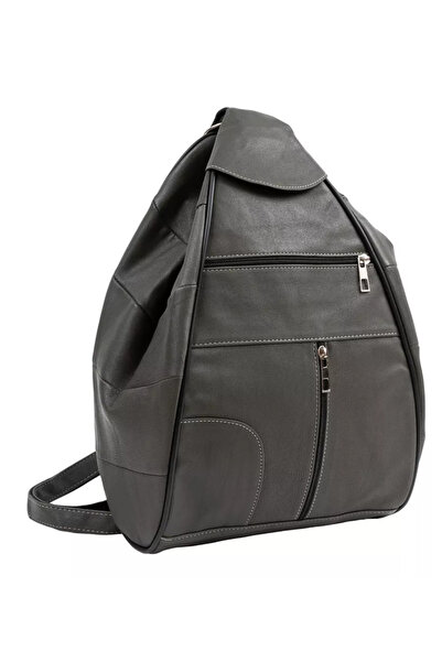 Deribag Genuine Leather, Backpack, Dark Gray Color, 25*36*16 cm