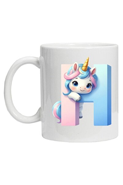 CRD PRINT Personalized mug with initial and unicorn - Letter H