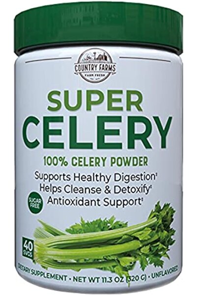 Country مسحوق الكرفس الفائق من فارم ١٠٠٪ - يدعم الهضم والتخلص من السموم، ومضادات الأكسدة، ٤٠ حصة، ١١.٥