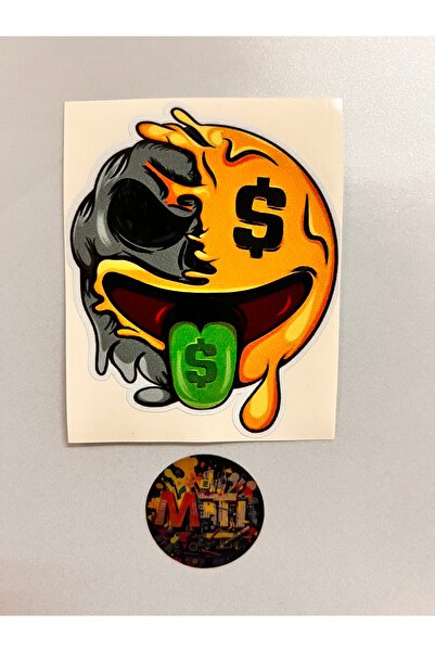 sticker Smiling Paragöz Emoji - Car Motorcycle Helmet Laptop Windshield Sticker Print 8.5X10.5Cm