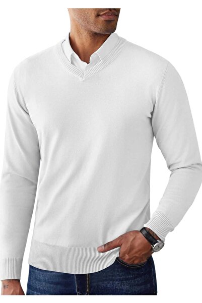 youknitwear you Shaun 100% Cotton V-Neck Knitwear Sweater
