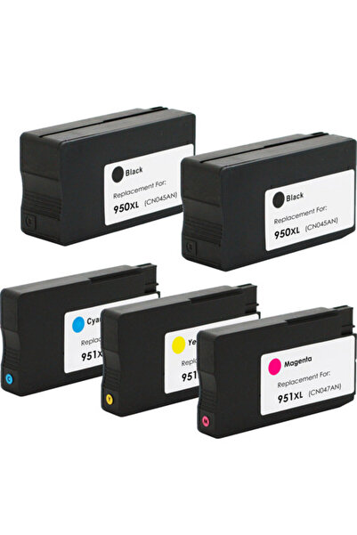 Propart Set of 5 Inkjet Cartridges 950XL 951XL Black.Cyan.Red,Yellow, 1250 Pages Multicolor Compatible