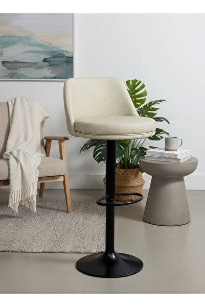 Living كرسي بار دوار بمقعد جلدي وقاعدة معدنية - راحة وأناقة لأي مساحة