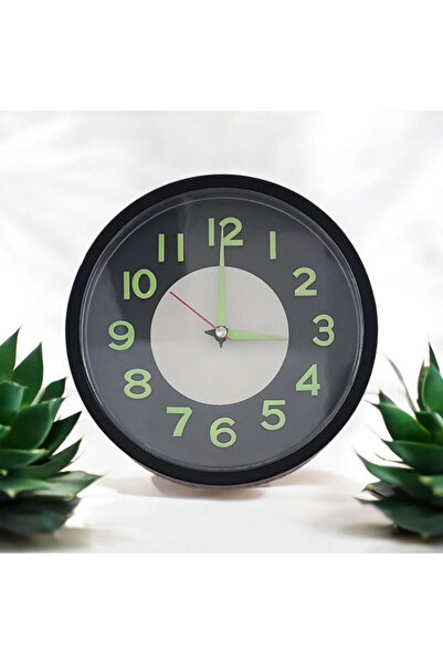 Bahat Phosphorescent Embossed Number Small Children's Room Black Wall Clock Diameter 22 cm