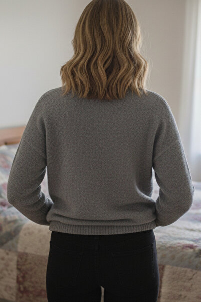 STEFFKON Women's casual gray sweater - Round collar