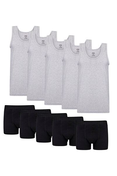 Paul Parker Cotton Stretch Fabric 5-Pack Black Boxers, 5-Pack Gray Undershirt...