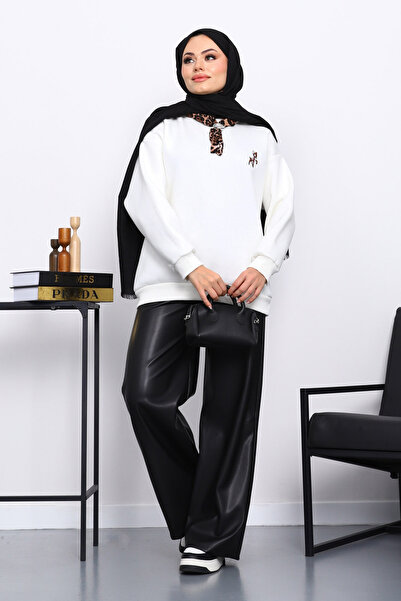 İmajButik Φούτερ Ceylan με κεντημένο σχέδιο τριών κλωστών με αξεσουάρ εκρού