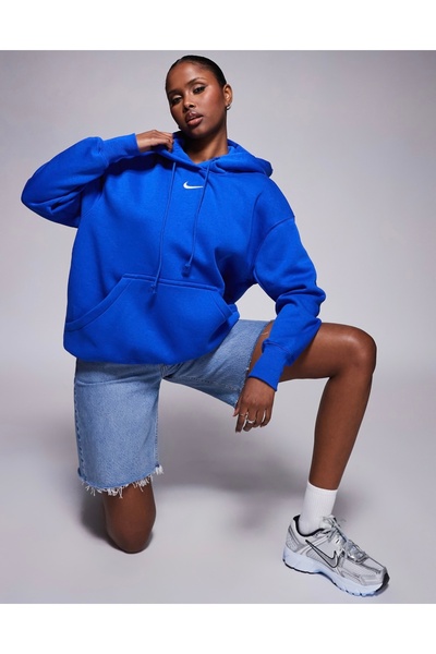 Nike Sportswear Phoenix Fleece Oversized Pullover Hoodie Mavi Kadın Sweatshirt