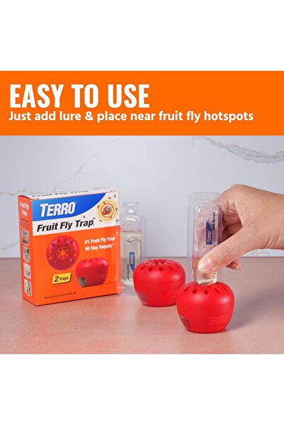 TERRO Fruit Fly Trap T2503SR, Ready-to-Use Indoor with Built-In Window - 4 Traps + 180-Day Bait