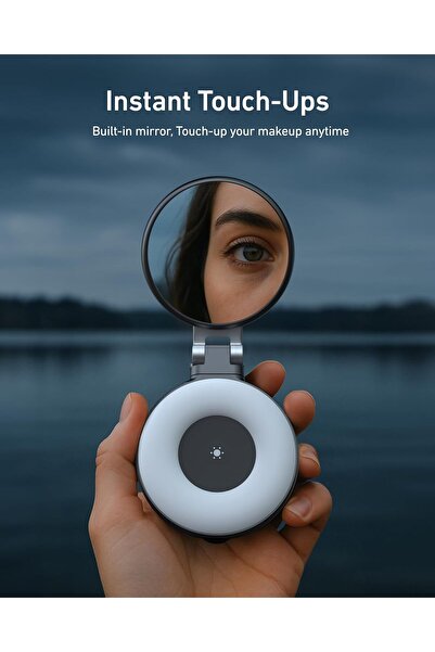 Generic Magnetic Selfie Light with Mirror MagSafe Phone Stand Rechargeable LED Fill Light Vlogging Makeup