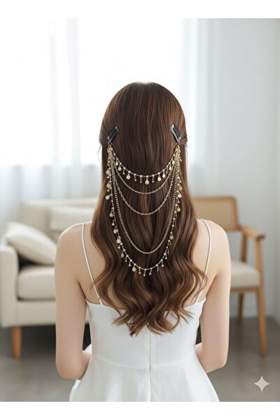 euro click Златист многослоен верижен аксесоар за коса