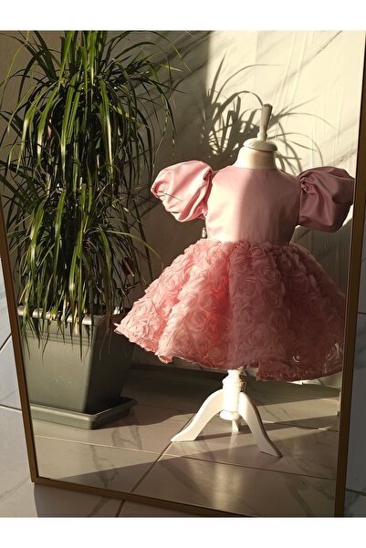 Elwirababyboutiqe فستان باللون الوردي الفاتح