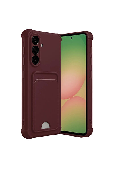 eco port جراب سامسونج جالاكسي A17 5G من السيليكون مع بطاقة كيلفن - أحمر داكن