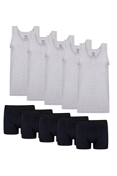 Paul Parker Cotton Undershirt 5-Pack Gray, 5-Pack Navy Blue Boxer Set